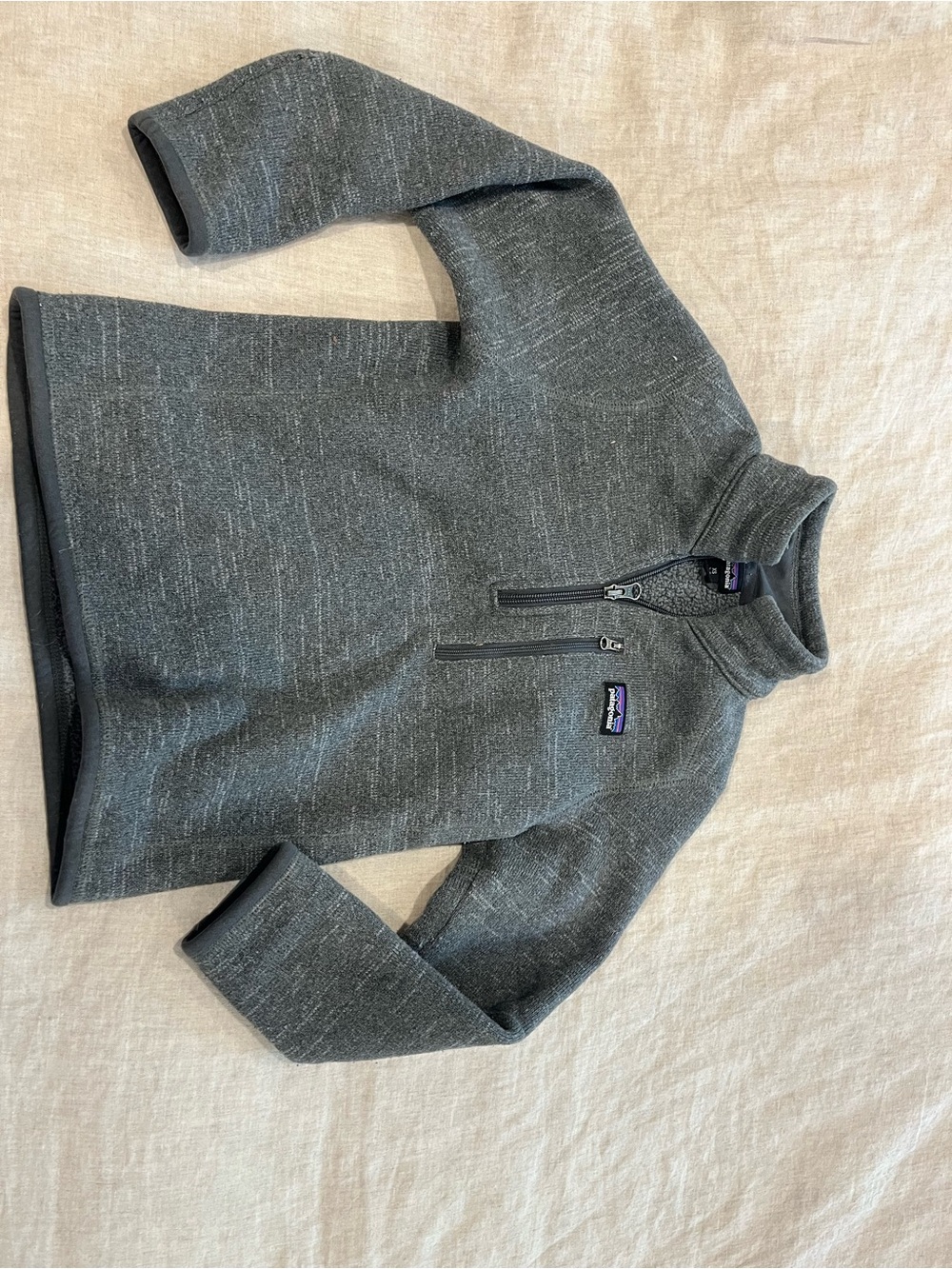 Patagonia Kids Gray Heather Quarter-Zip Fleece Pullover